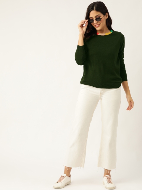 

DressBerry Women Green Solid Pullover Sweater