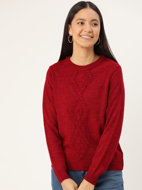 

DressBerry Women Red Cable Knit Pullover Sweater