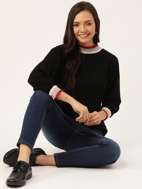 

DressBerry Women Black Solid Pullover Sweater