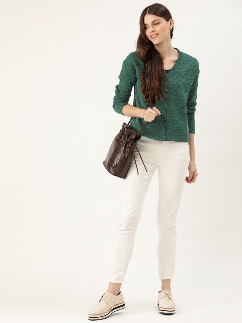 

DressBerry Women Green Open Knit Cardigan Sweater