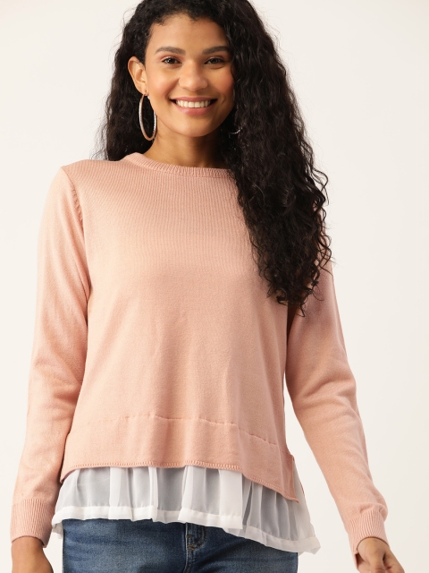 

DressBerry Women Pink Acrylic Solid Winter Top