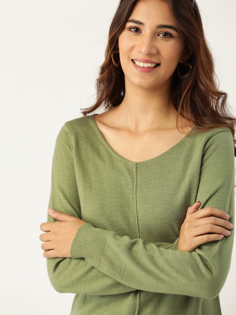 

DressBerry Women Green Solid Pullover