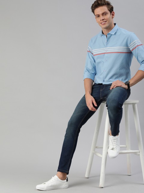 

Mast & Harbour Men Blue Slim Fit Striped Casual Shirt
