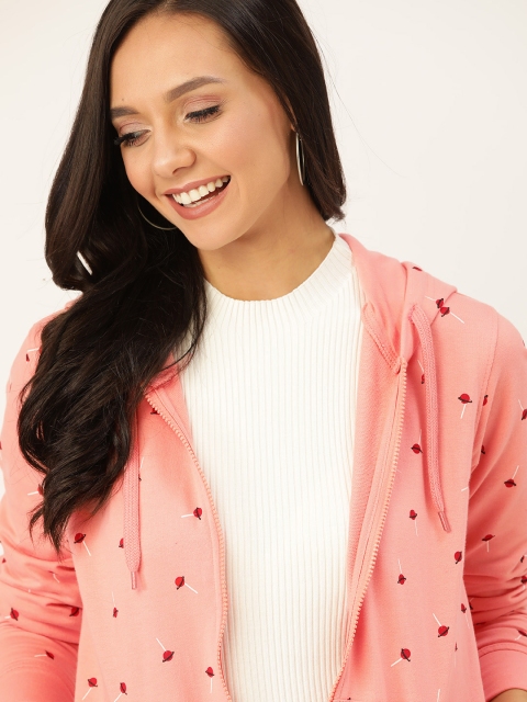 

DressBerry Women Pink & Red Lolipop Printed Hooded Sweatshirt