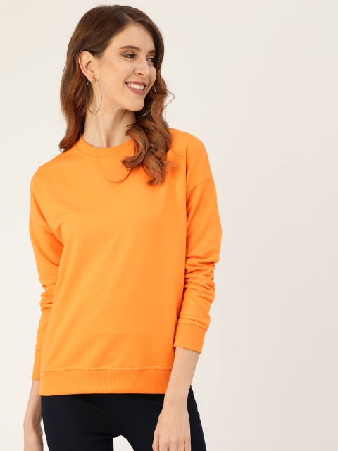 

DressBerry Women Orange Solid Sweatshirt