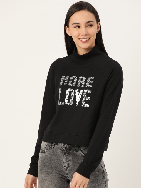 

DressBerry Women Black & Silver Printed Sweatshirt
