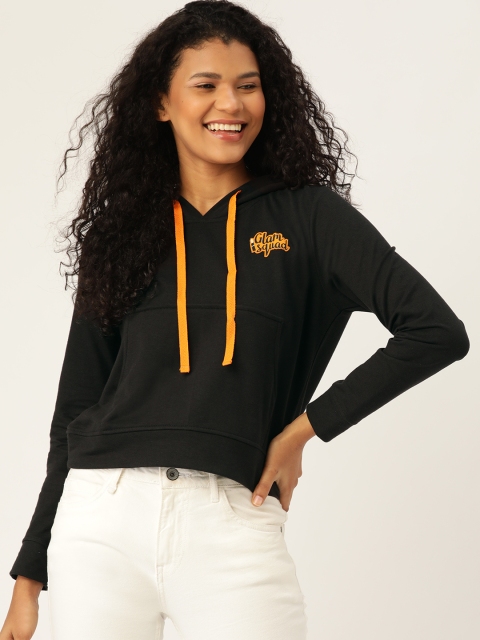 

DressBerry Women Black Solid Hooded Sweatshirt
