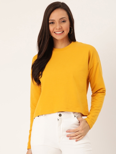 

DressBerry Women Mustard Yellow Solid Sweatshirt