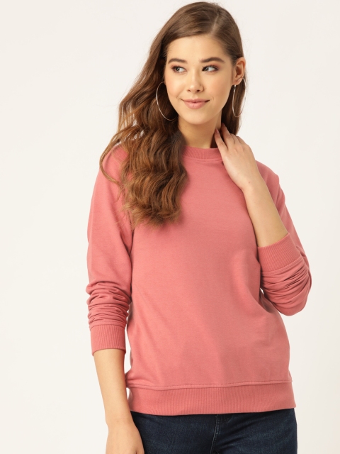 

DressBerry Women Peach-Coloured Solid Sweatshirt