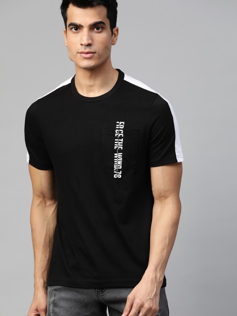 

Roadster Men Black Solid Round Neck T-shirt