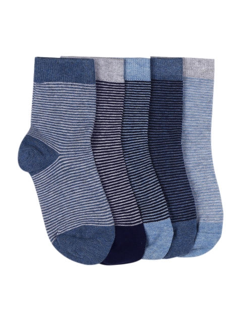 

Marks & Spencer Boys Pack of 5 Striped Above Ankle-Length Socks, Blue