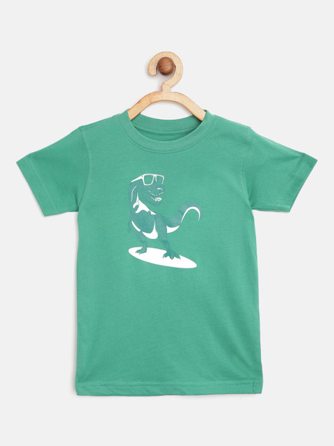 

Marks & Spencer Boys Green & White Dinosaur Print Cotton Round Neck T-shirt