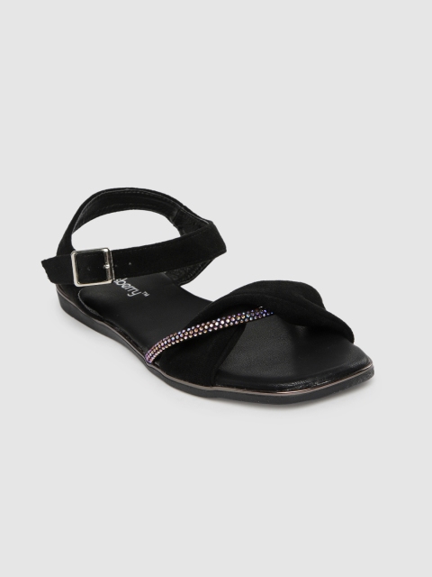 

DressBerry Women Black Solid Open Toe Flats