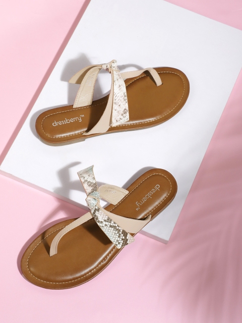 

DressBerry Women Pink Textured Open Toe Flats