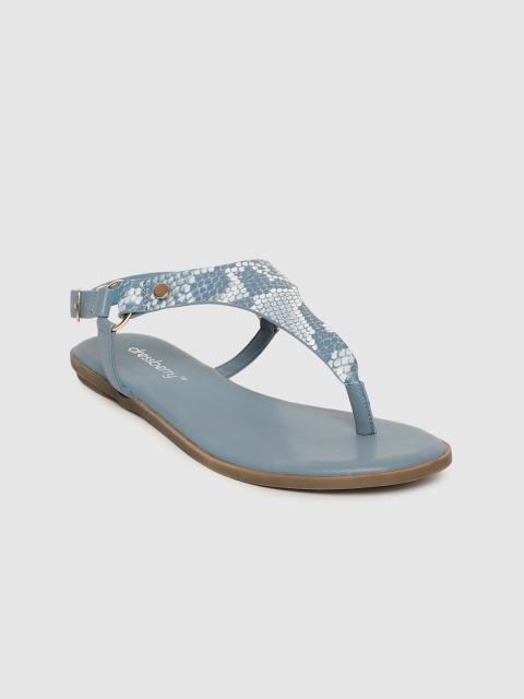 

DressBerry Women Blue & White Printed T-Strap Flats