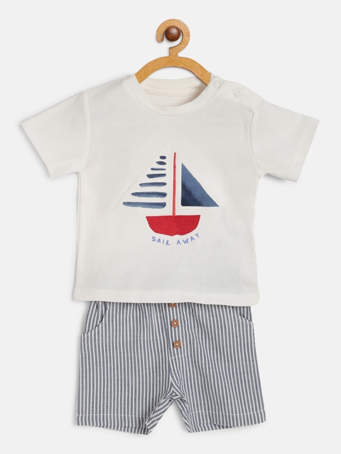 

Marks & Spencer Boys White & Navy Boat Print T-shirt with Striped Shorts