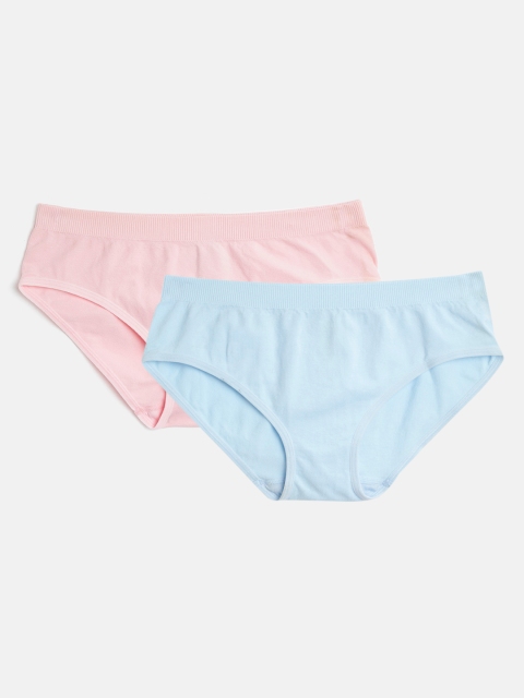 

Marks & Spencer Girls Pack of 2 Solid Basic Briefs, Blue