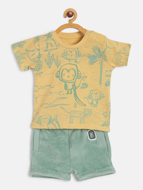 

Marks & Spencer Boys Mustard Yellow & Green Monkey Print T-shirt with Shorts