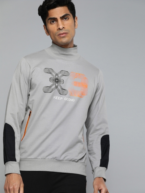 

HRX by Hrithik Roshan Men Grey & Black Printed Sweatshirt