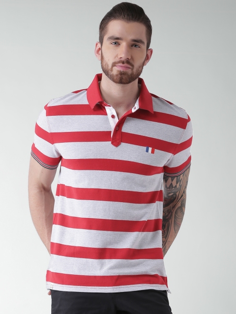 Celio Red & Grey Melange Striped Polo T-shirt available at myntra for Rs.759