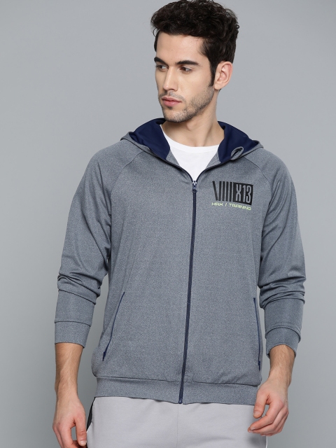 

HRX by Hrithik Roshan Men Navy Melange Solid Rapid-Dry Training Jacket, Navy blue