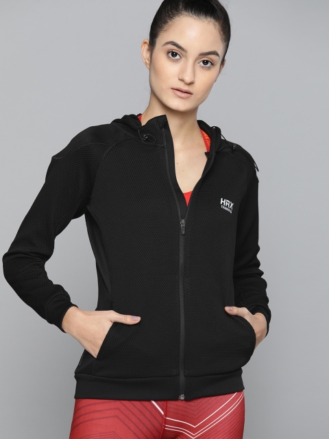 

HRX by Hrithik Roshan Women Black Solid Rapid-Dry Antimicrobial Training Sweatshirt