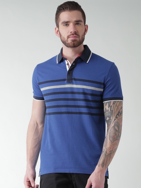 

Celio Blue Striped Polo T-shirt