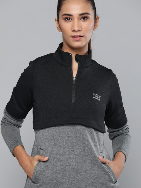 

HRX by Hrithik Roshan Women Anthra Melange & Black Rapid-Dry Training Sweatshirt