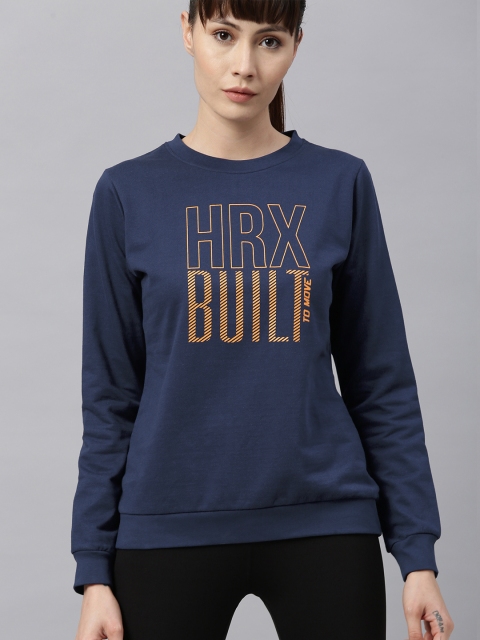 

HRX by Hrithik Roshan Women Medieval Blue Solid Rapid-Dry Bio-Wash Training Sweatshirt, Navy blue