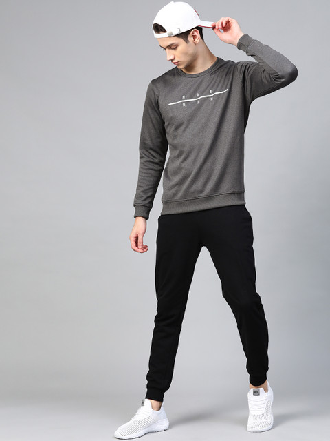 

HRX by Hrithik Roshan Men Anthra Melange Solid Regular Fit Running Sweatshirt, Charcoal