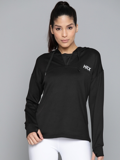 

HRX by Hrithik Roshan Women Jet Black Solid Rapid-Dry Antimicrobial Training Sweatshirt