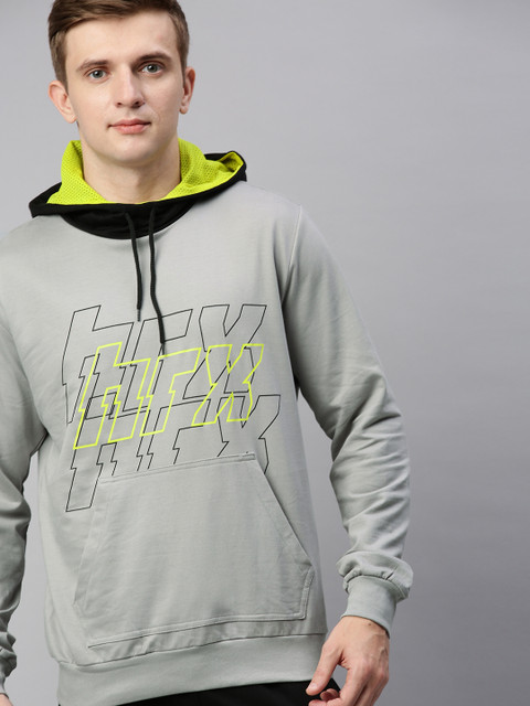 

HRX by Hrithik Roshan Men Grey Printed Hooded Antimicrobial Bio-Wash Lifestyle Sweatshirt