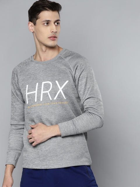 

HRX by Hrithik Roshan Men Light Grey Melange Solid Regular Fit Running Sweatshirt