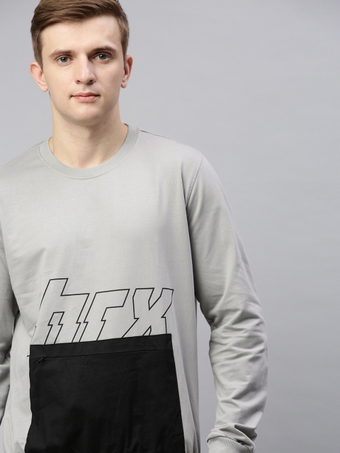 

HRX by Hrithik Roshan Men Grey & Black Colourblocked Sweatshirt