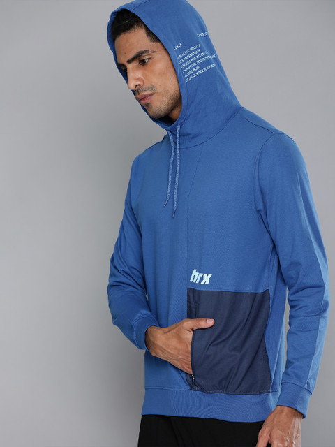 

HRX by Hrithik Roshan Men Blue Colourblock Antimicrobial Bio-Wash Lifestyle Sweatshirt