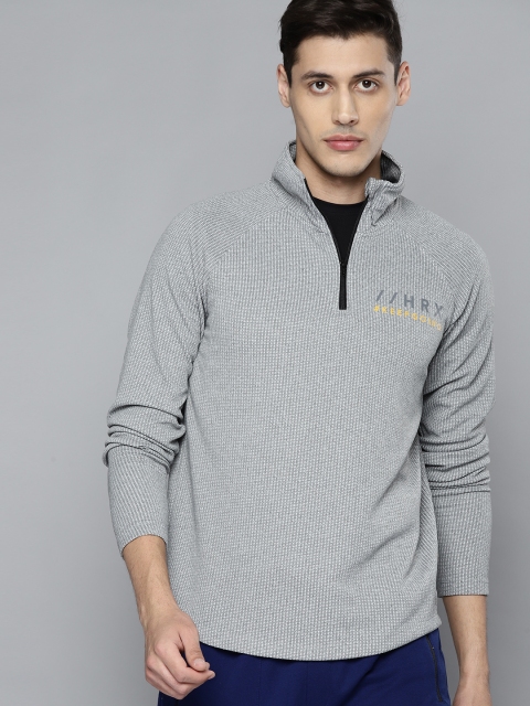 

HRX by Hrithik Roshan Men Light Grey Melange Solid Rapid-Dry Running T-shirt