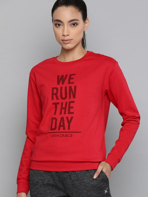 

HRX by Hrithik Roshan Women Barbados Cherry Rapid-Dry Antimicrobial Running Sweatshirt, Red