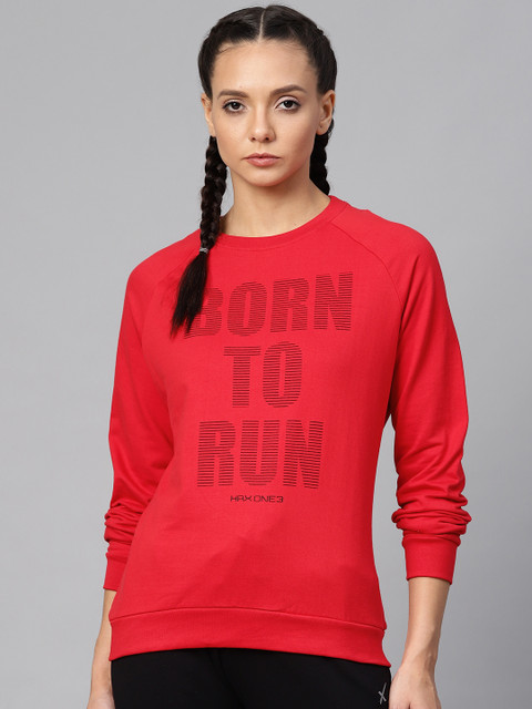 

HRX by Hrithik Roshan Women Barbados Cherry Solid Rapid-dry Bio-Wash Running Sweatshirt, Red