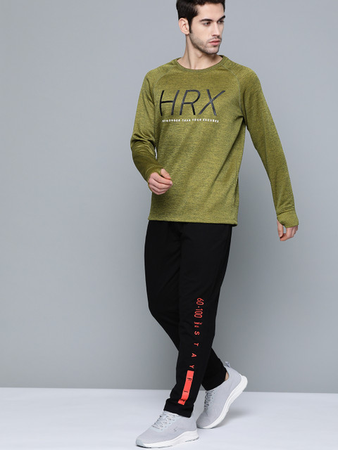 

HRX by Hrithik Roshan Men Olive Melange Solid Regular Fit Running Sweatshirt