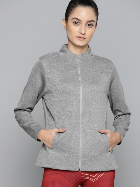 

HRX by Hrithik Roshan Women Anthra Melange Slim Fit Solid Rapid-Dry Running Jacket, Grey melange