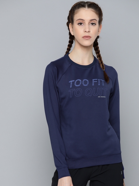 

HRX by Hrithik Roshan Women Medieval Blue Rapid-Dry Antimicrobial Training Sweatshirt, Navy blue