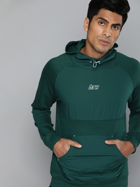 

HRX by Hrithik Roshan Men Green Solid Regular Fit Antimicrobial Bio-Wash Sweatshirt