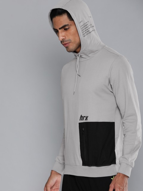 

HRX by Hrithik Roshan Men Grey Colourblock Antimicrobial Bio-Wash Lifestyle Sweatshirt