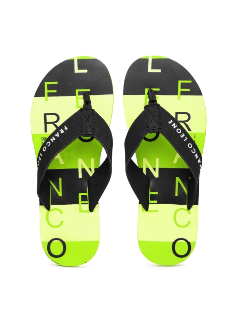 

Franco Leone Men Black & Green Printed Flip-Flops