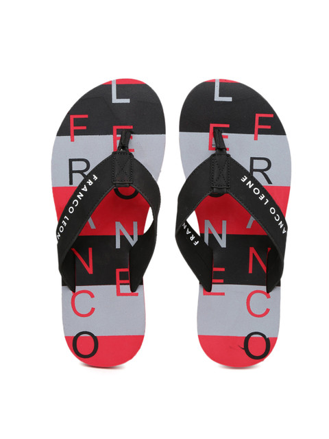 

Franco Leone Men Black & Red Printed Flip-Flops