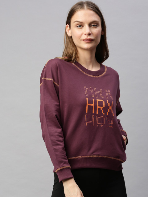 

HRX by Hrithik Roshan Women Fig Antimicrobial Bio-Wash Lifestyle Sweatshirt, Burgundy