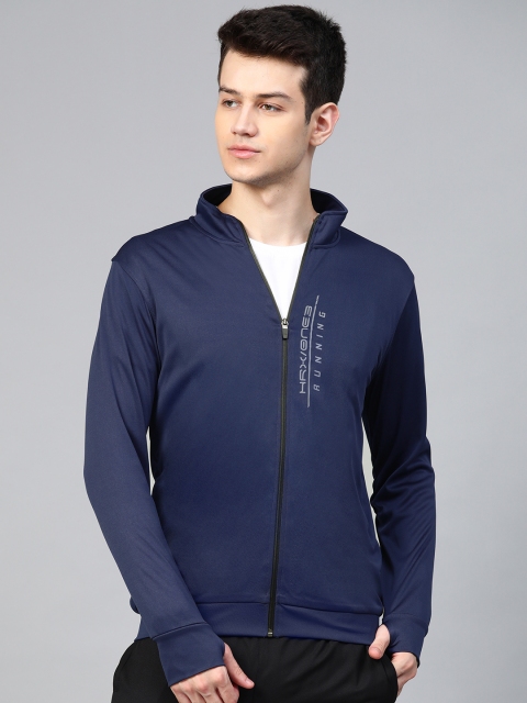 

HRX by Hrithik Roshan Men Medieval Blue Solid Rapid-Dry Antimicrobial Running Jacket, Navy blue