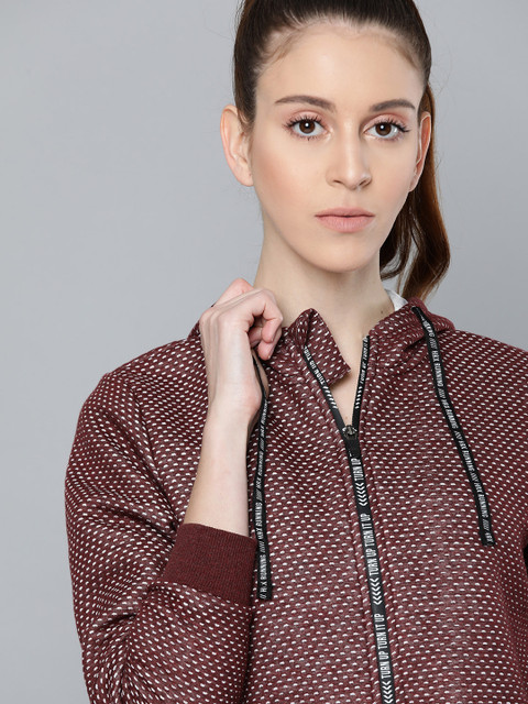

HRX by Hrithik Roshan Women Burgundy Melange Solid Rapid-Dry Running Sweatshirt
