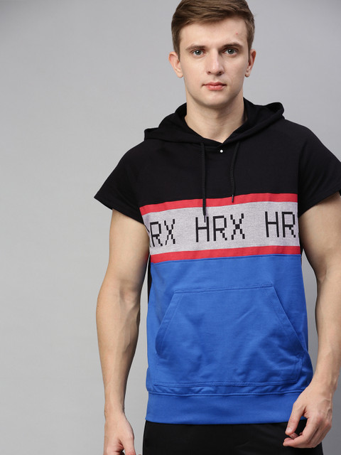 

HRX by Hrithik Roshan Men Blue & Black Colourblocked Antimicrobial Bio-Wash Sweatshirt