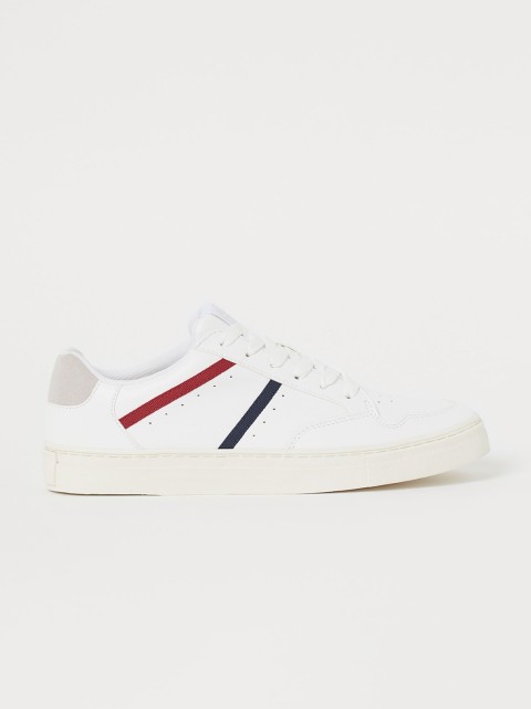 

H&M Men White Striped Trainers